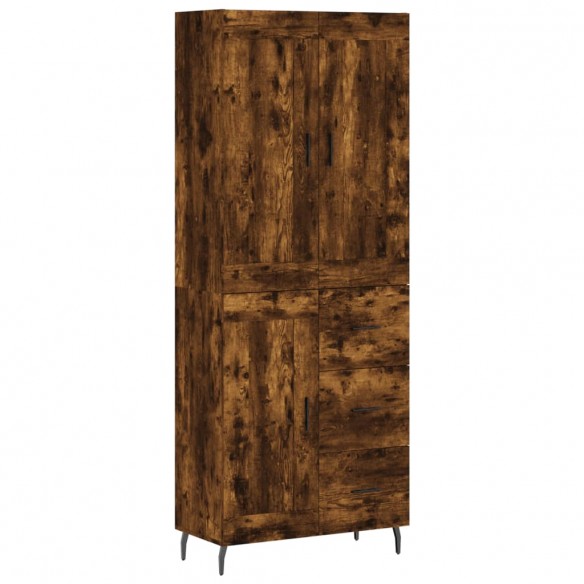 Buffet haut Chêne fumé 69,5x34x180 cm Bois d'ingénierie