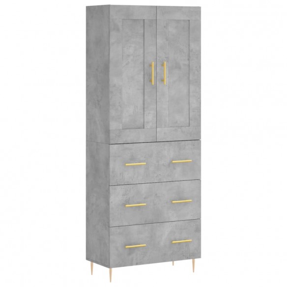 Buffet haut Gris béton 69,5x34x180 cm Bois d'ingénierie