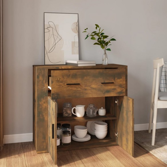 Buffet Chêne fumé 80x33x70 cm Bois d'ingénierie