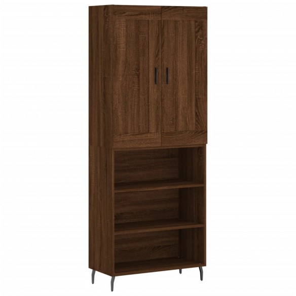 Buffet haut Chêne marron 69,5x34x180 cm Bois d'ingénierie