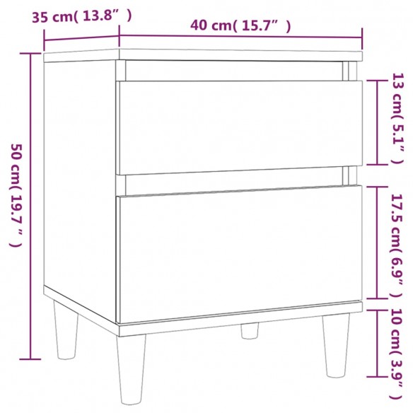 Table de chevet Blanc brillant 40x35x50 cm