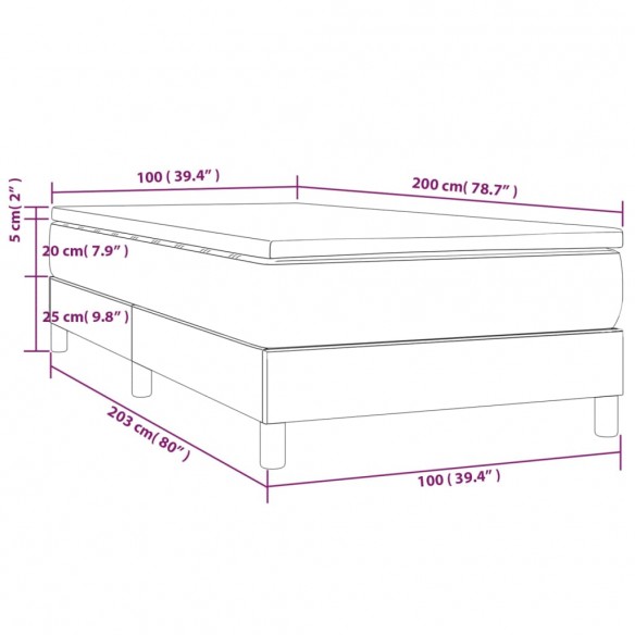 Cadre de lit avec matelas Marron foncé 100x200 cm