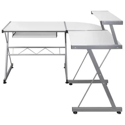 Bureau d'ordinateur d'angle Blanc 132x112x99 cm Bois ingénierie 2