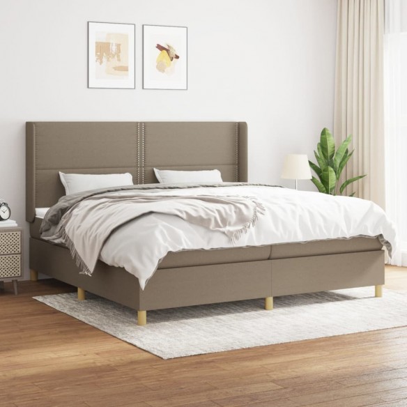 Cadre de lit avec matelas Taupe 200x200 cm Tissu