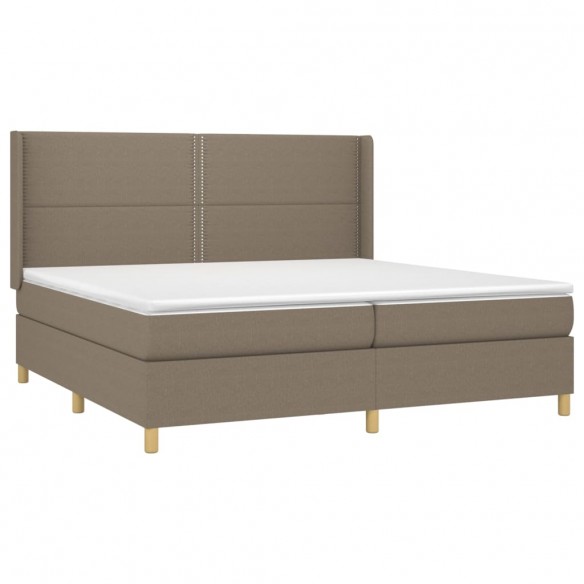 Cadre de lit avec matelas Taupe 200x200 cm Tissu