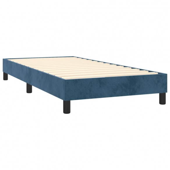 Cadre de lit et matelas Bleu foncé 80x200 cm Velours