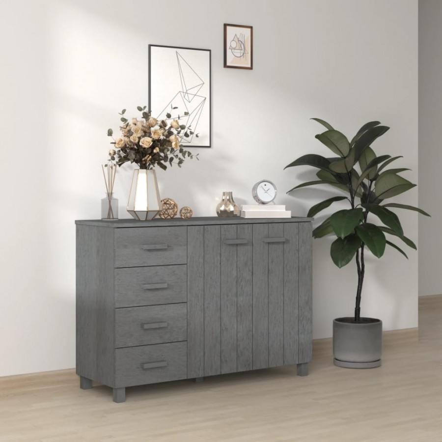 Buffet HAMAR Gris foncé 113x40x80 cm Bois massif de pin