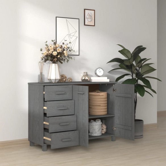 Buffet HAMAR Gris foncé 113x40x80 cm Bois massif de pin