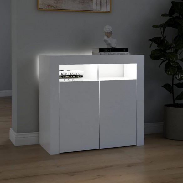 Buffet avec lumières LED Blanc 80x35x75 cm