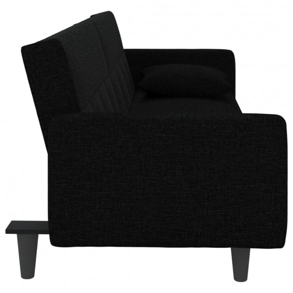 Canapé-lit avec coussins noir tissu