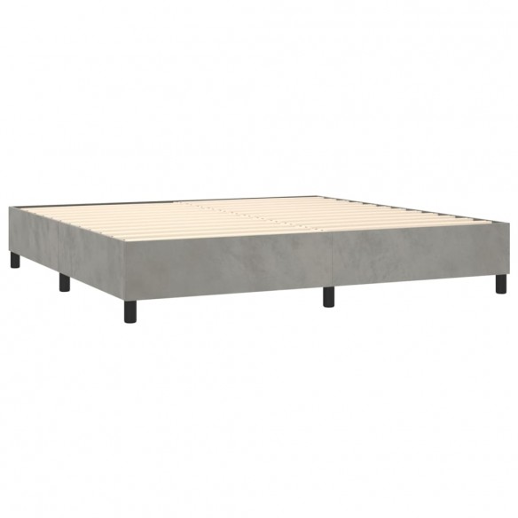 Cadre de lit et matelas Gris clair 200x200cm Velours