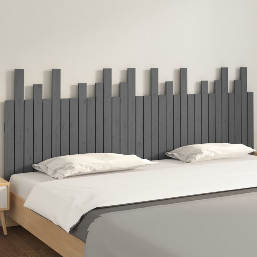 Tête de lit murale Gris 204x3x80 cm Bois massif de pin