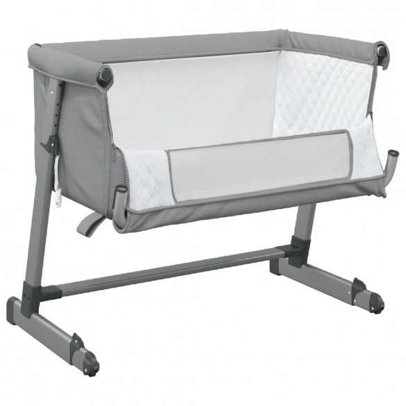 Lit pour bébé avec matelas Gris clair Tissu de lin