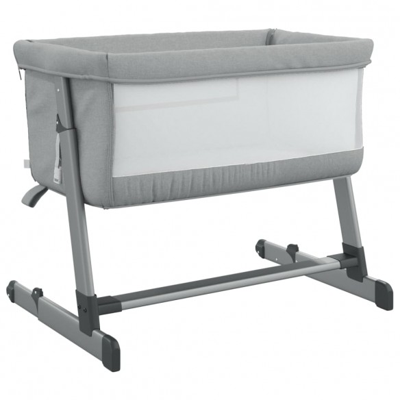 Lit pour bébé avec matelas Gris clair Tissu de lin