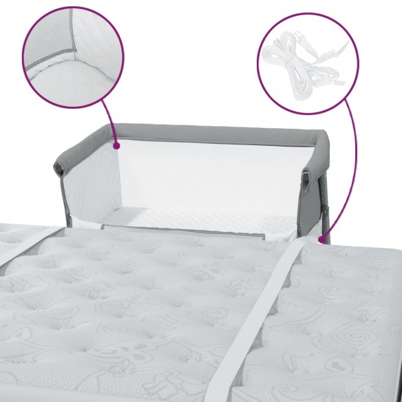 Lit pour bébé avec matelas Gris clair Tissu de lin