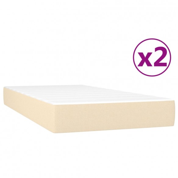 Sommier à lattes de lit avec matelas Crème 200x200 cm Tissu