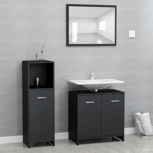 Ensemble de meubles de salle de bain 3 pcs Noir Aggloméré