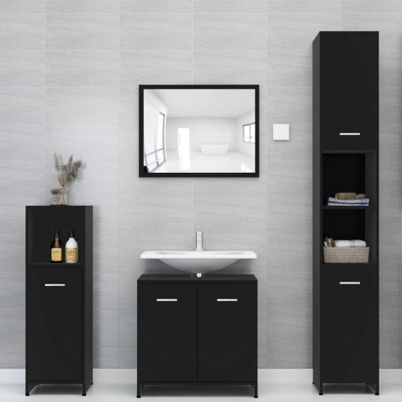 Ensemble de meubles de salle de bain 3 pcs Noir Aggloméré