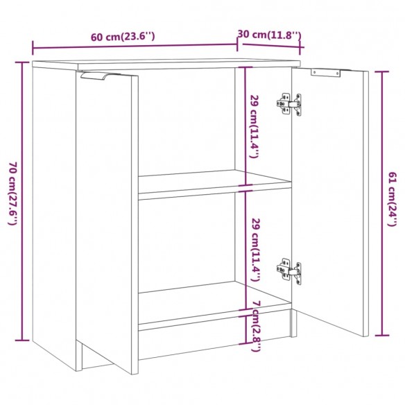 Buffet Blanc et chêne sonoma 60x30x70 cm Bois d'ingénierie