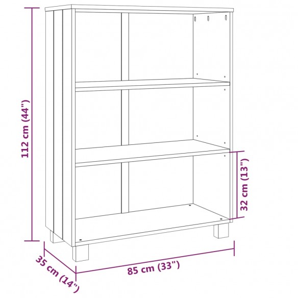 Bibliothèque HAMAR Gris foncé 85x35x112 cm Bois de pin massif