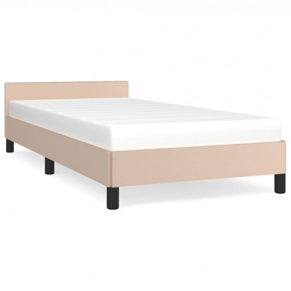 Cadre de lit avec tête de lit Cappuccino 90x200 cm Similicuir