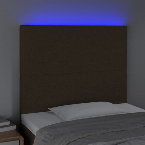 Tête de lit à LED Marron foncé 80x5x118/128 cm Tissu