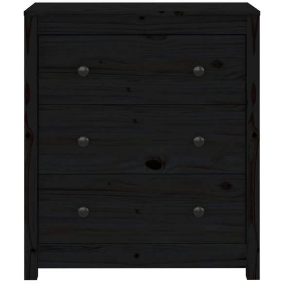 Buffet Noir 70x35x80 cm Bois massif de pin