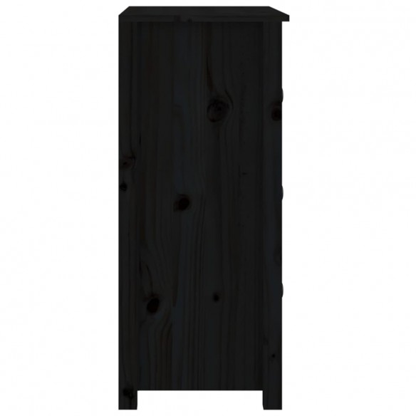 Buffet Noir 70x35x80 cm Bois massif de pin