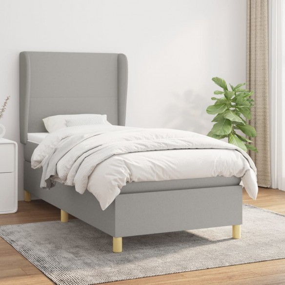 Sommier à lattes de lit avec matelas Gris clair 100x200cm Tissu