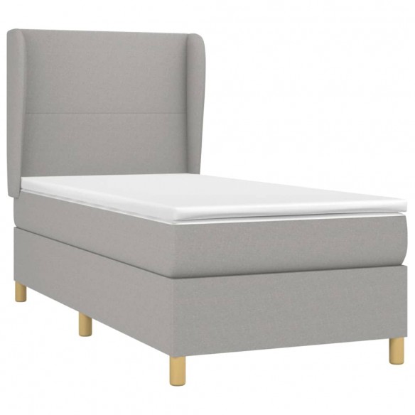 Sommier à lattes de lit avec matelas Gris clair 100x200cm Tissu