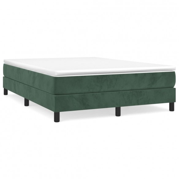 Cadre de lit et matelas Vert foncé 140x200cm Velours