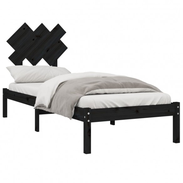 Cadre de lit Noir 75x190 cm Petit simple Bois massif