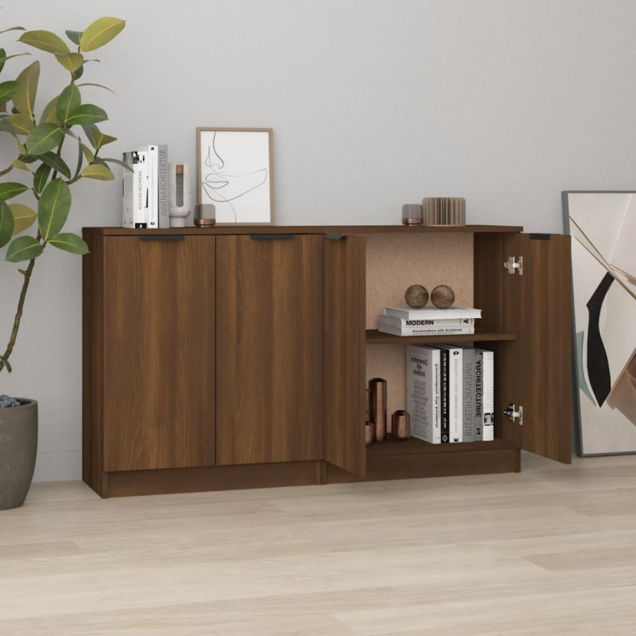 Buffets 2 pcs Chêne marron 60x30x70 cm Bois d'ingénierie