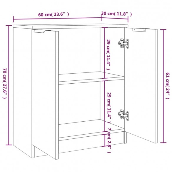 Buffets 2 pcs Chêne marron 60x30x70 cm Bois d'ingénierie