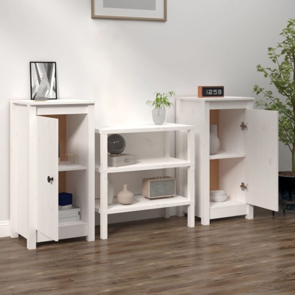 Buffets 2 pcs Blanc 40x35x80 cm Bois massif de pin