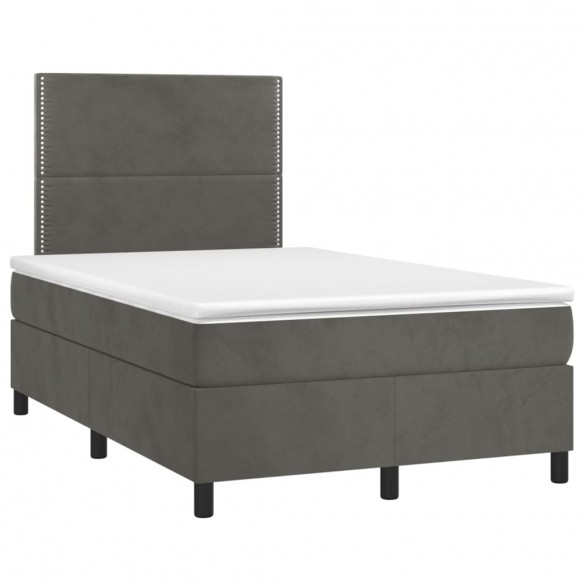 Cadre de lit matelas et LED Gris foncé 120x200 cm