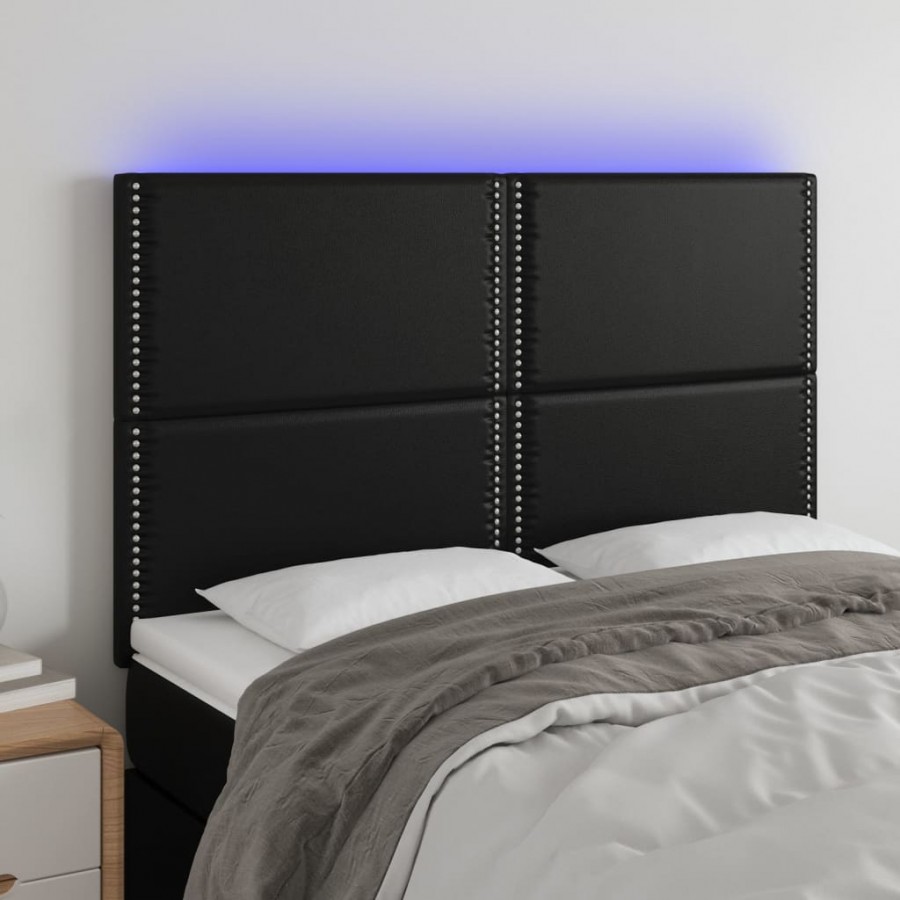 Tête de lit à LED Noir 144x5x118/128 cm Similicuir