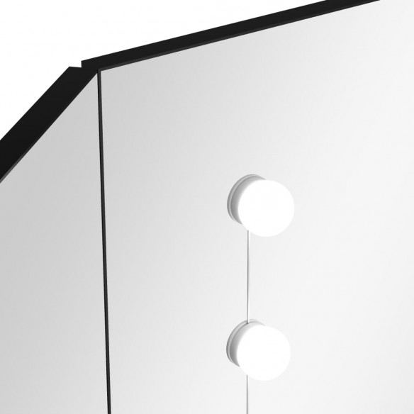 Coiffeuse d'angle avec LED Noir 111x54x141,5 cm