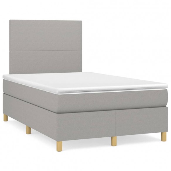 Cadre de lit avec matelas Gris clair 120x200cm Tissu