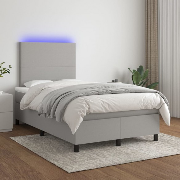 Cadre de lit et matelas et LED Gris clair 120x200 cm