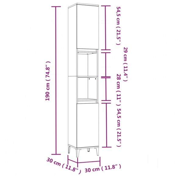 Ensemble d'armoires de salle de bain 3 pcs sonoma gris