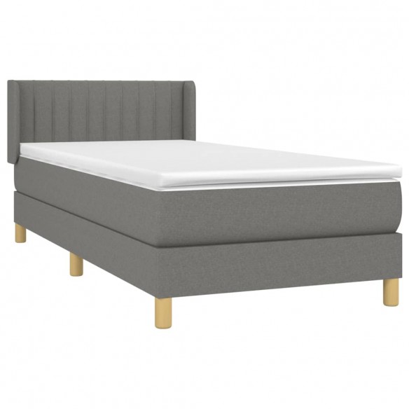 Sommier à lattes de lit avec matelas Gris foncé 90x200 cm Tissu