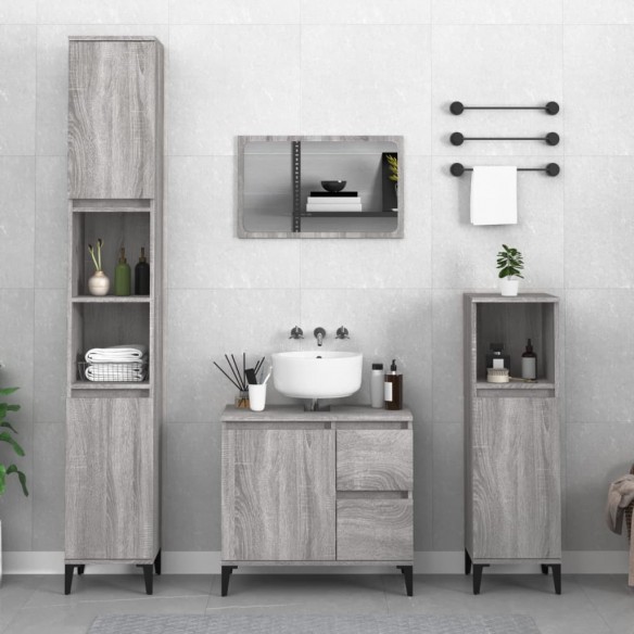 Armoire de bain sonoma gris 30x30x190 cm bois d'ingénierie