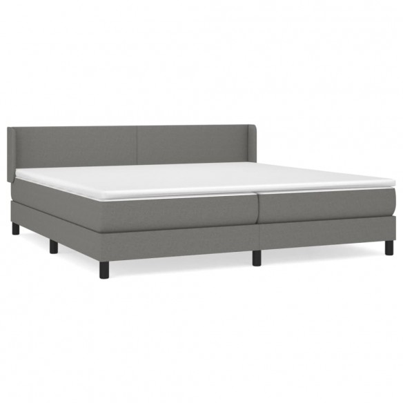 Sommier à lattes de lit avec matelas Gris foncé 200x200cm Tissu