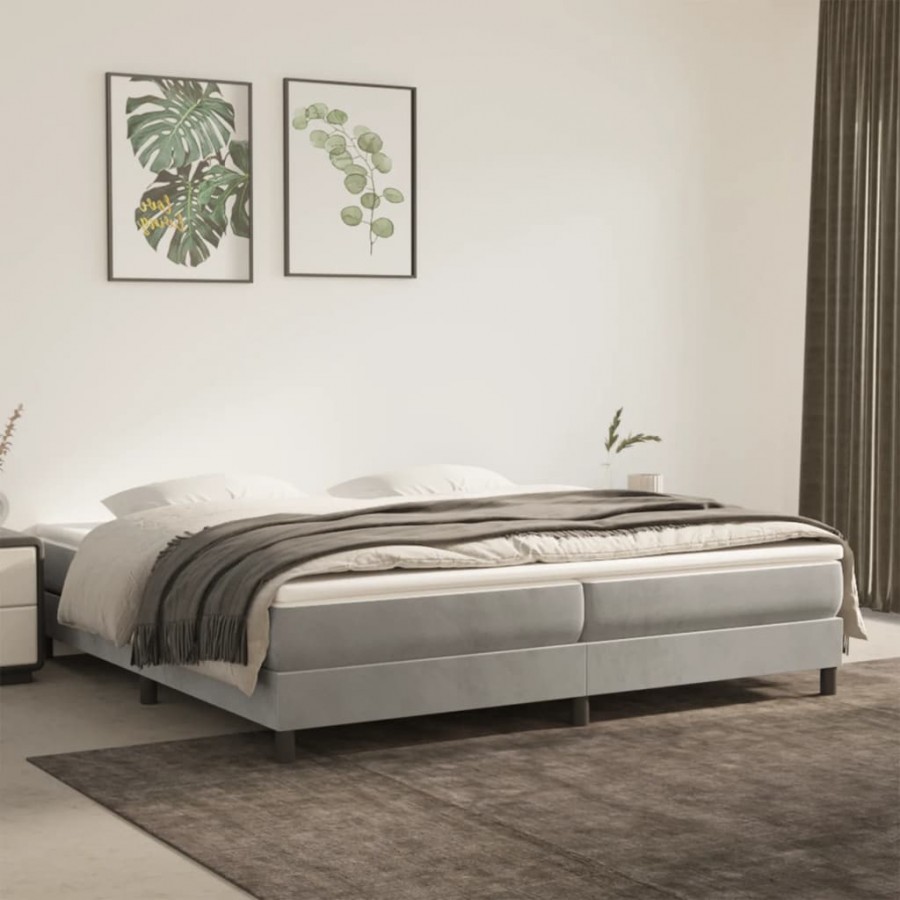 Cadre de lit Gris clair 200x200 cm Velours