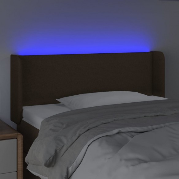 Tête de lit à LED Marron foncé 103x16x78/88 cm Tissu