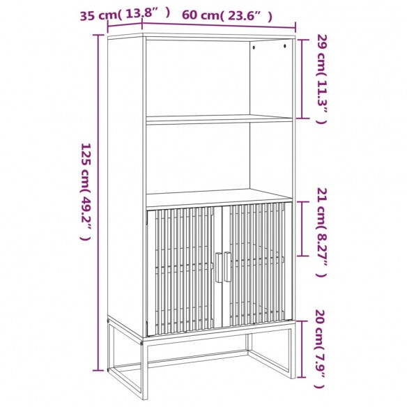 Buffet blanc 60x35x125 cm bois d'ingénierie