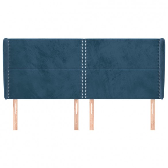 Tête de lit avec oreilles Bleu foncé 203x23x118/128 cm Velours