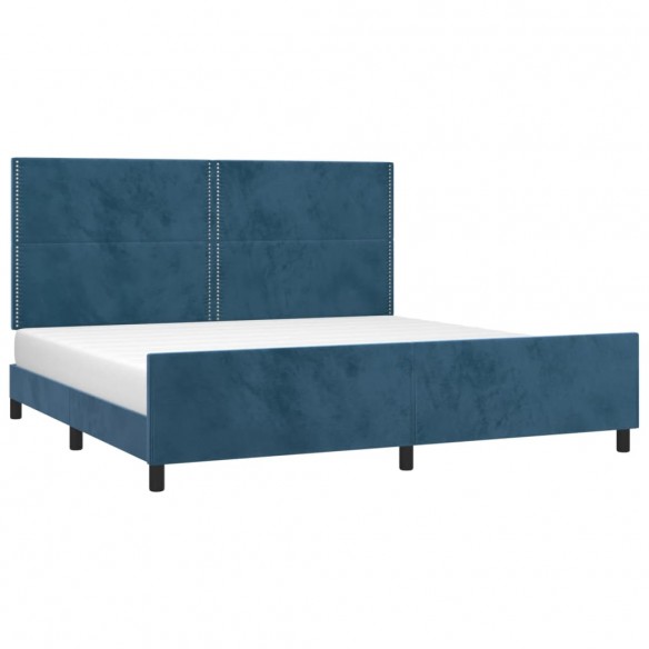 Cadre de lit avec tête de lit Bleu foncé 200x200 cm Velours
