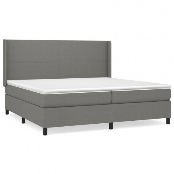 Sommier à lattes de lit avec matelas Gris foncé 200x200cm Tissu